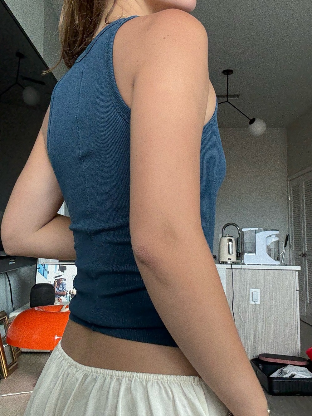 Zara Teal Ribbed Scoop Neck Tank Top - Picture 2 of 5